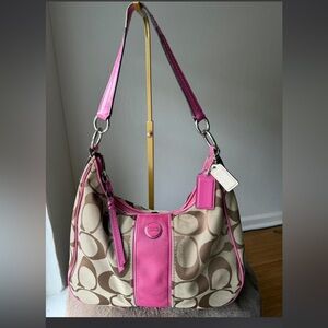 2013 Pink Coach Signature Stripe Hobo